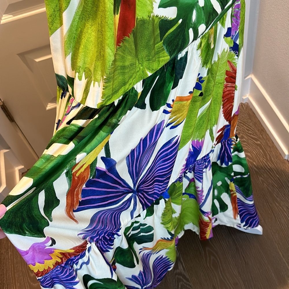 FARM Rio Tropical Parrot Print Maxi Dress in Green, Purple, White - Picture 11 of 11